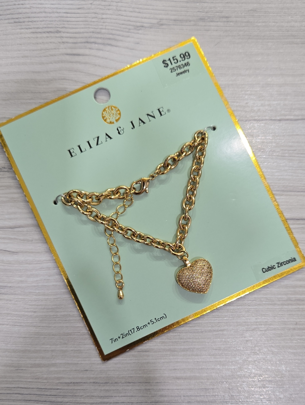 Eliza & Jane Gold Tone Bracelet With Heart Charm